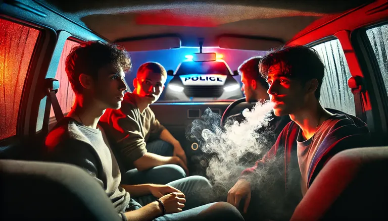 Grup de joves dins d’un cotxe a Granollers sorpresos per la policia per consum de drogues