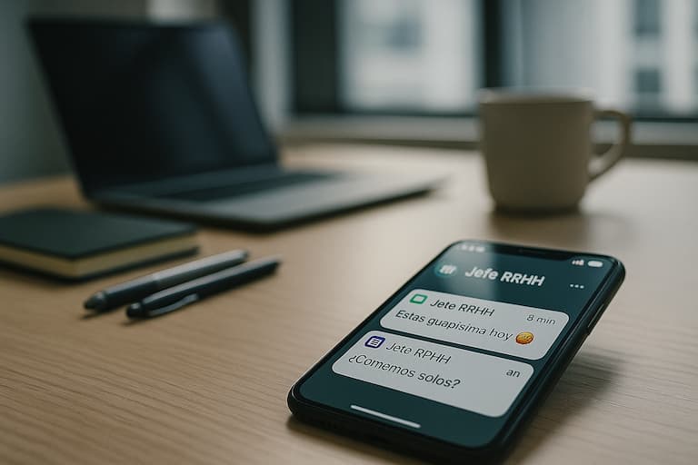 Acoso sexual en el trabajo por mensajes del jefe - García Degà Advocats Conversación de WhatsApp con mensajes inapropiados del jefe de RRHH a una empleada – Acoso sexual laboral, García Degà Advocats, abogados Granollers