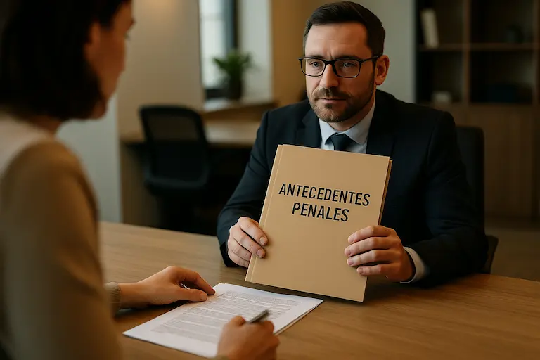 Abogado explicando la cancelación de antecedentes penales