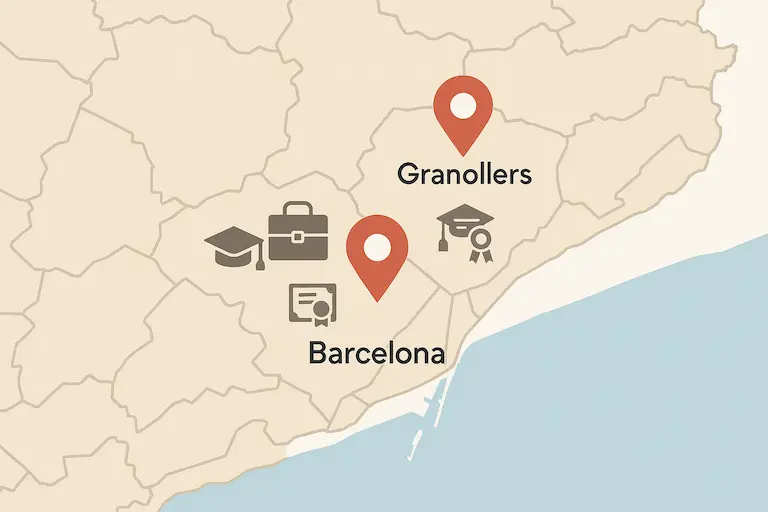 Mapa centres arrelament formació Barcelona Granollers