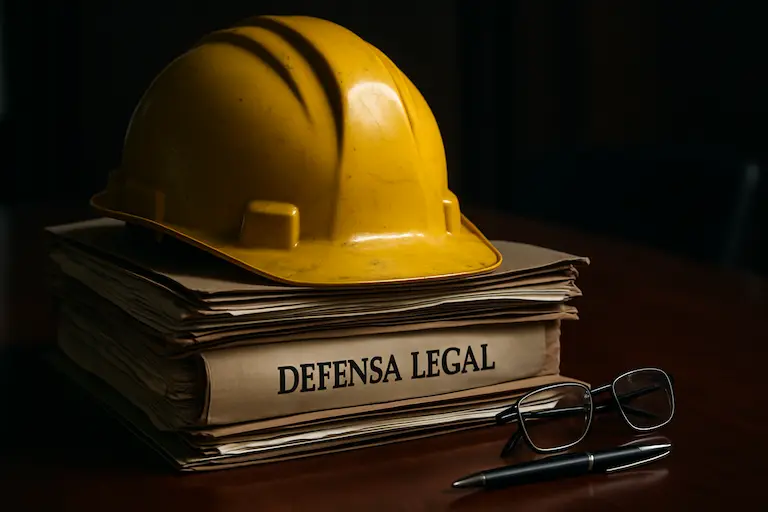 Casc de seguretat industrial sobre expedient legal simbolitzant la defensa de treballadors a Granollers