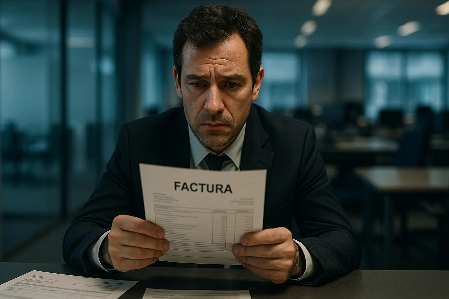 Falso autónomo revisando facturas con abogado laboralista en Granollers