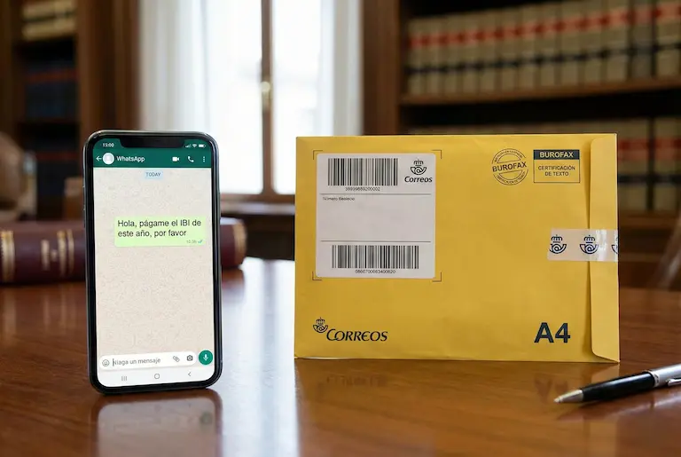 Comparativa notificació IBI WhatsApp vs Burofax legal