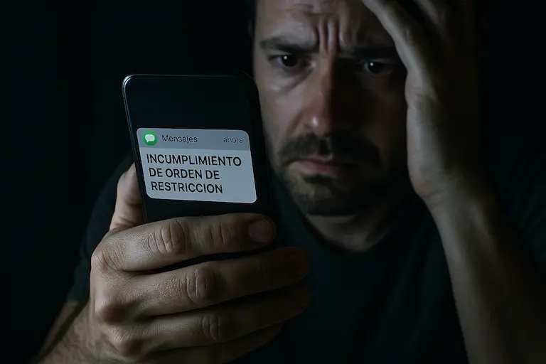 Mensaje de móvil relacionado con una orden de alejamiento o incomunicación