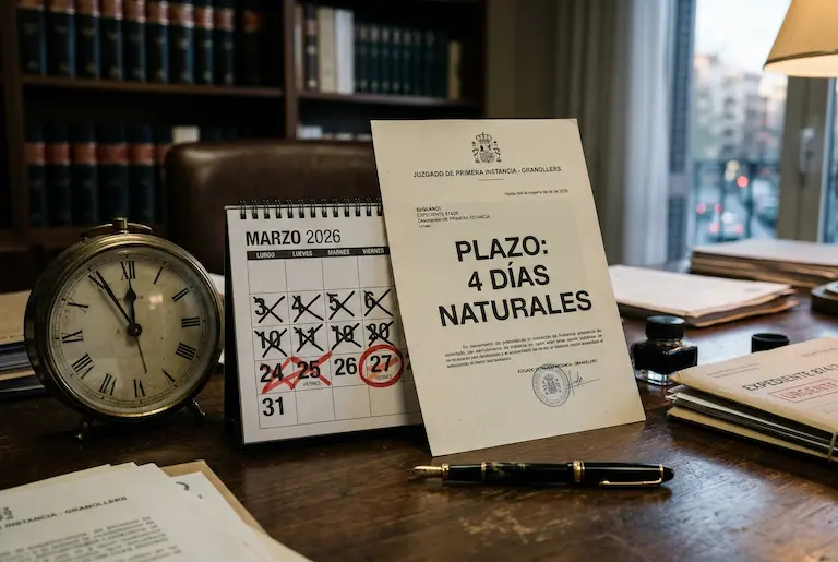 Calendario y reloj con plazos para impugnar un alta médica en Granollers